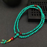 Buddha Stones Tibetan Turquoise Healing Mala Bracelet