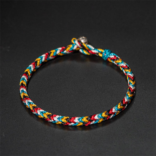 Buddha Stones Tibet Handmade Five Color Thread Protection Braid String Bracelet