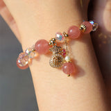 Buddha Stones "Wishing Love and Sweet Blessings"Strawberry Quartz Bracelet Includes Gift Message Card