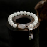 Buddha Stones "Hoping for Purity and Peace"Natural White Jade Bracelet Includes Gift Message Card