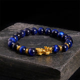 Buddha Stones "Sending Focus and Prosperity" Tiger Eye Pixiu Bracelet Includes Gift Message Card