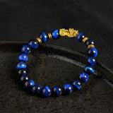 Buddha Stones "Sending Focus and Prosperity" Tiger Eye Pixiu Bracelet Includes Gift Message Card