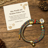 Buddha Stones "May Wealth and Wisdom Follow You" String Bracelet Includes Gift Message Card