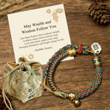 Buddha Stones "May Wealth and Wisdom Follow You" String Bracelet Includes Gift Message Card