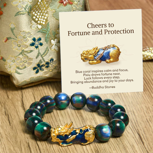 Buddha Stones "Cheers to Fortune and Protection" PiXiu Bracelet Includes Gift Message Card