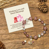 Buddha Stones "Wishing Love and Sweet Blessings"Strawberry Quartz Bracelet Includes Gift Message Card