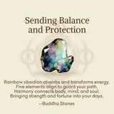 Buddha Stones "Sending Balance and Protection" Rainbow Obsidian Bracelet Includes Gift Message Card