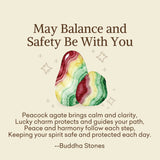 Buddha Stones "May Balance and Safety Be With You"Peacock Agate Bracelet Includes Gift Message Card