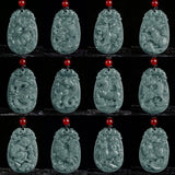 Buddha Stones Chinese Zodiac Jade Year of the Horse Luck Rope Necklace Pendant