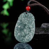 Buddha Stones Chinese Zodiac Jade Year of the Horse Luck Rope Necklace Pendant
