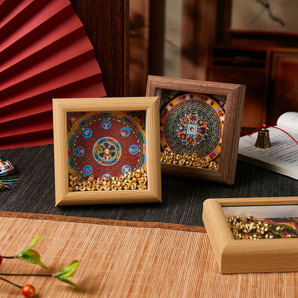 Buddha Stones Tibetan Om Mani Padme Hum Golden Ingot Thangka Photo Frame Ornament Home Decor