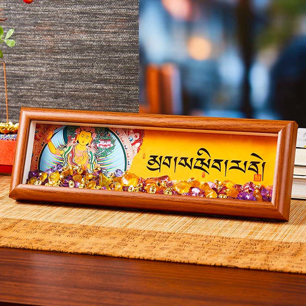 Buddha Stones Om Mani Padme Hum Buddha Golden Ingot Thangka Photo Frame Ornament Home Decor