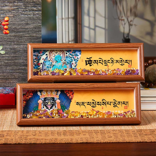 Buddha Stones Om Mani Padme Hum Buddha Golden Ingot Thangka Photo Frame Ornament Home Decor