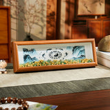 Buddha Stones Green Crystal Bagua Koi Fish Yin Yang Symbol Golden Ingot Photo Frame Ornament Home Decor