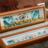 Buddha Stones Green Crystal Bagua Koi Fish Yin Yang Symbol Golden Ingot Photo Frame Ornament Home Decor