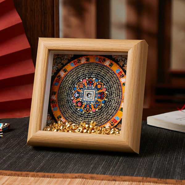 Buddha Stones Tibetan Om Mani Padme Hum Golden Ingot Thangka Photo Frame Ornament Home Decor