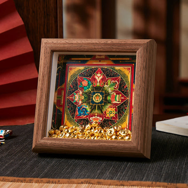 Buddha Stones Tibetan Om Mani Padme Hum Golden Ingot Thangka Photo Frame Ornament Home Decor