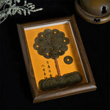 Buddha Stones Five-Emperor Coins Tree Attract Fortune Protection Photo Frame Ornament Home Decor