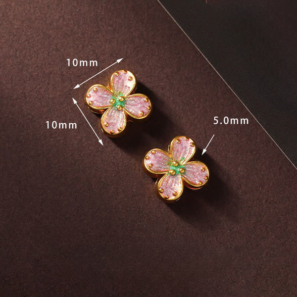 Buddha Stones Hand-Woven String Peach Blossom Knotting Connection Double Layer Bracelet