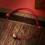Buddha Stones Ebony Yin Yang Symbol Peace Colorful String Bracelet