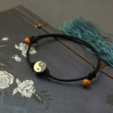 Buddha Stones Ebony Yin Yang Symbol Peace Colorful String Bracelet