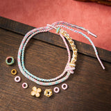Buddha Stones Hand-Woven String Peach Blossom Knotting Connection Double Layer Bracelet