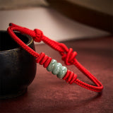 Buddha Stones Handmade Red String Jade Protection Braided Sliding Knot Bracelet