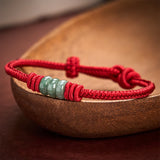 Buddha Stones Handmade Red String Jade Protection Braided Sliding Knot Bracelet
