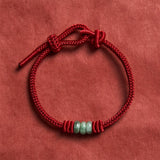 Buddha Stones Handmade Red String Jade Protection Braided Sliding Knot Bracelet