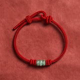 Buddha Stones Handmade Red String Jade Protection Braided Sliding Knot Bracelet