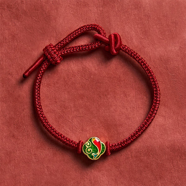 Buddha Stones Handmade Red String Double Koi Fish Protection Braided Cord Adjustable Bracelet