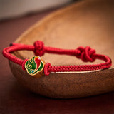 Buddha Stones Handmade Red String Double Koi Fish Protection Braided Cord Adjustable Bracelet