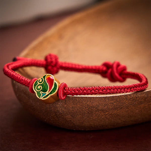 Buddha Stones Handmade Red String Double Koi Fish Protection Braided Cord Adjustable Bracelet