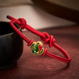 Buddha Stones Handmade Red String Double Koi Fish Protection Braided Cord Adjustable Bracelet