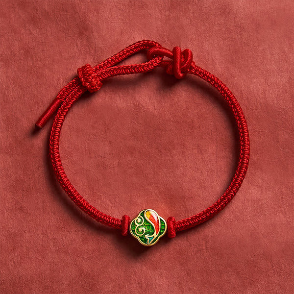 Buddha Stones Handmade Red String Double Koi Fish Protection Braided Cord Adjustable Bracelet