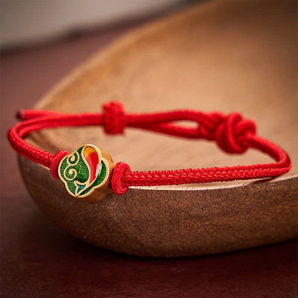 Buddha Stones Handmade Red String Double Koi Fish Protection Braided Cord Adjustable Bracelet