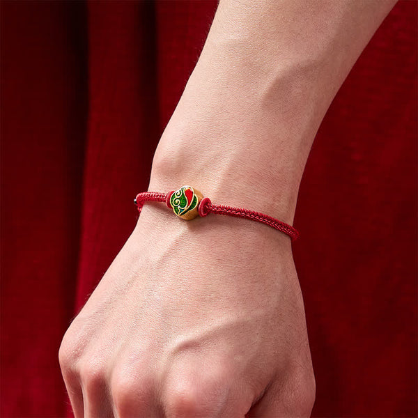 Buddha Stones Handmade Red String Double Koi Fish Protection Braided Cord Adjustable Bracelet