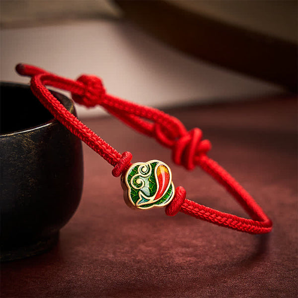 Buddha Stones Handmade Red String Double Koi Fish Protection Braided Cord Adjustable Bracelet