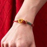 Buddha Stones Hand-Woven Red String Peach Blossom Sunflower Luck Bracelet