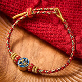 Buddha Stones Hand-Woven String Double Golden Koi Fish Strength Rope Bracelet