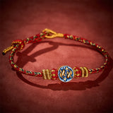 Buddha Stones Hand-Woven String Double Golden Koi Fish Strength Rope Bracelet
