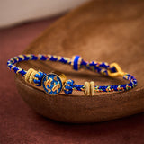 Buddha Stones Hand-Woven String Double Golden Koi Fish Strength Rope Bracelet