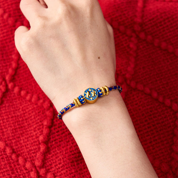 Buddha Stones Hand-Woven String Double Golden Koi Fish Strength Rope Bracelet