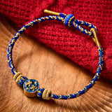 Buddha Stones Hand-Woven String Double Golden Koi Fish Strength Rope Bracelet