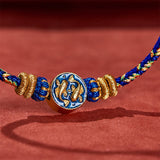Buddha Stones Hand-Woven String Double Golden Koi Fish Strength Rope Bracelet
