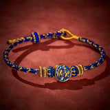 Buddha Stones Hand-Woven String Double Golden Koi Fish Strength Rope Bracelet