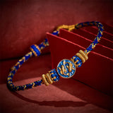 Buddha Stones Hand-Woven String Double Golden Koi Fish Strength Rope Bracelet