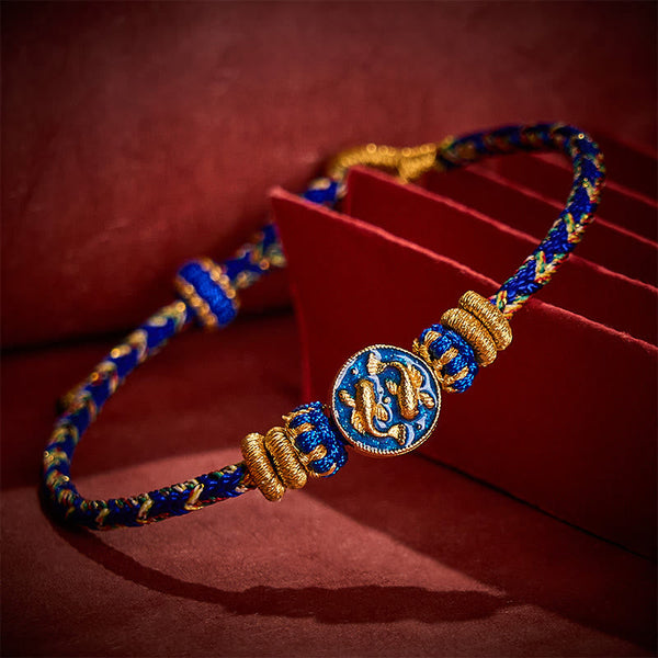 Buddha Stones Hand-Woven String Double Golden Koi Fish Strength Rope Bracelet