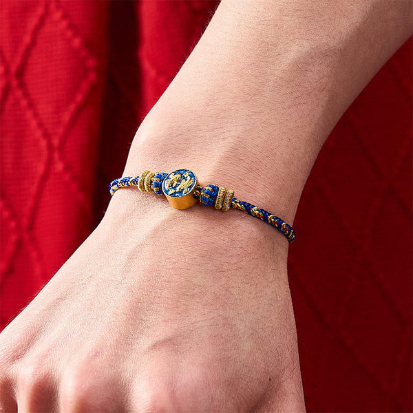 Buddha Stones Hand-Woven String Double Golden Koi Fish Strength Rope Bracelet