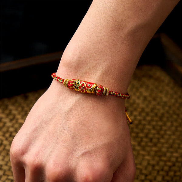 Buddha Stones Koi Fish Luck Hand-Woven String Bracelet